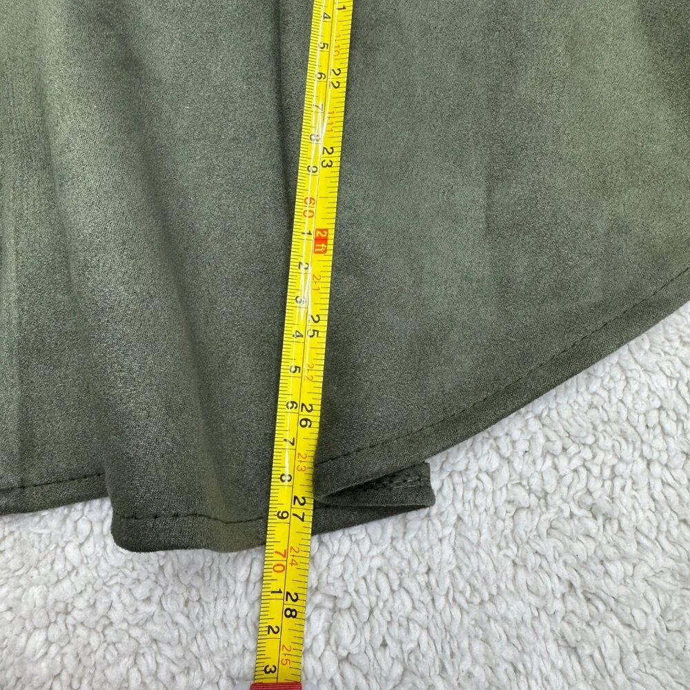 The Porter Collective Women's Faux Suede Zip Green Jacket, Size S - Picture 7 of 8